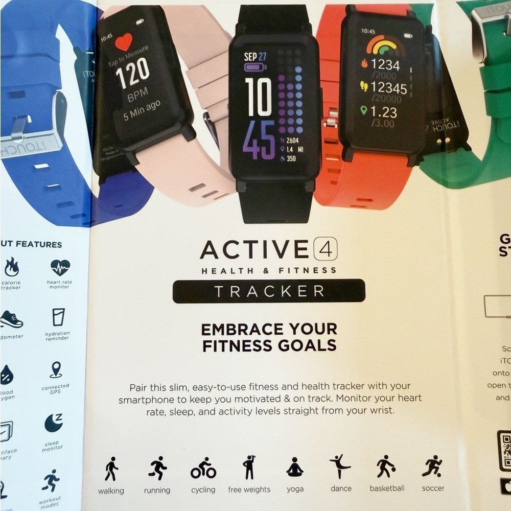 NWT iTouch Active 4 Activity Tracker Smartwatch - Picture 6 of 10